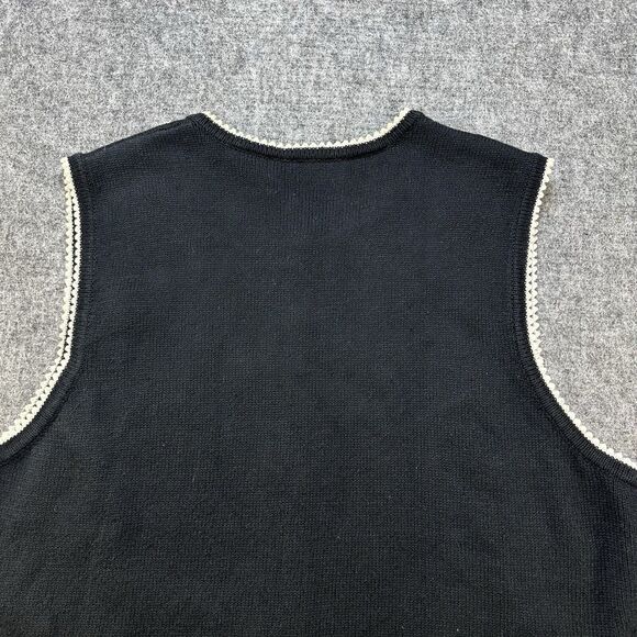 Vintage Marisa Christina Sweater Vest XL Black Embroidered Summer Beach Grandma - Picture 7 of 11